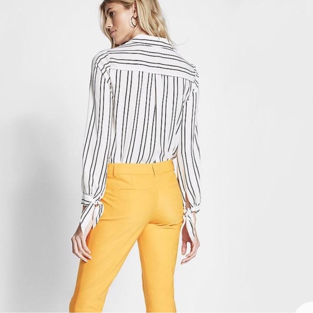 Express Black and White Striped Button Down Shirt